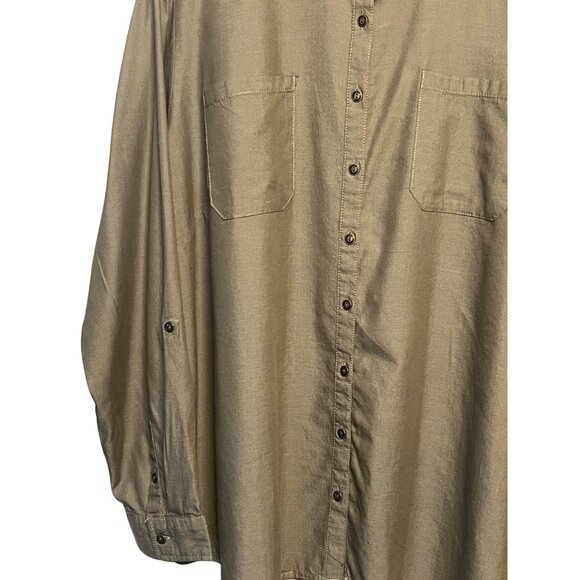 NWT Westport Women 3X Button-Up Shirt Olive Embroidered Pockets Roll-Tab Sleeve - Picture 6 of 16
